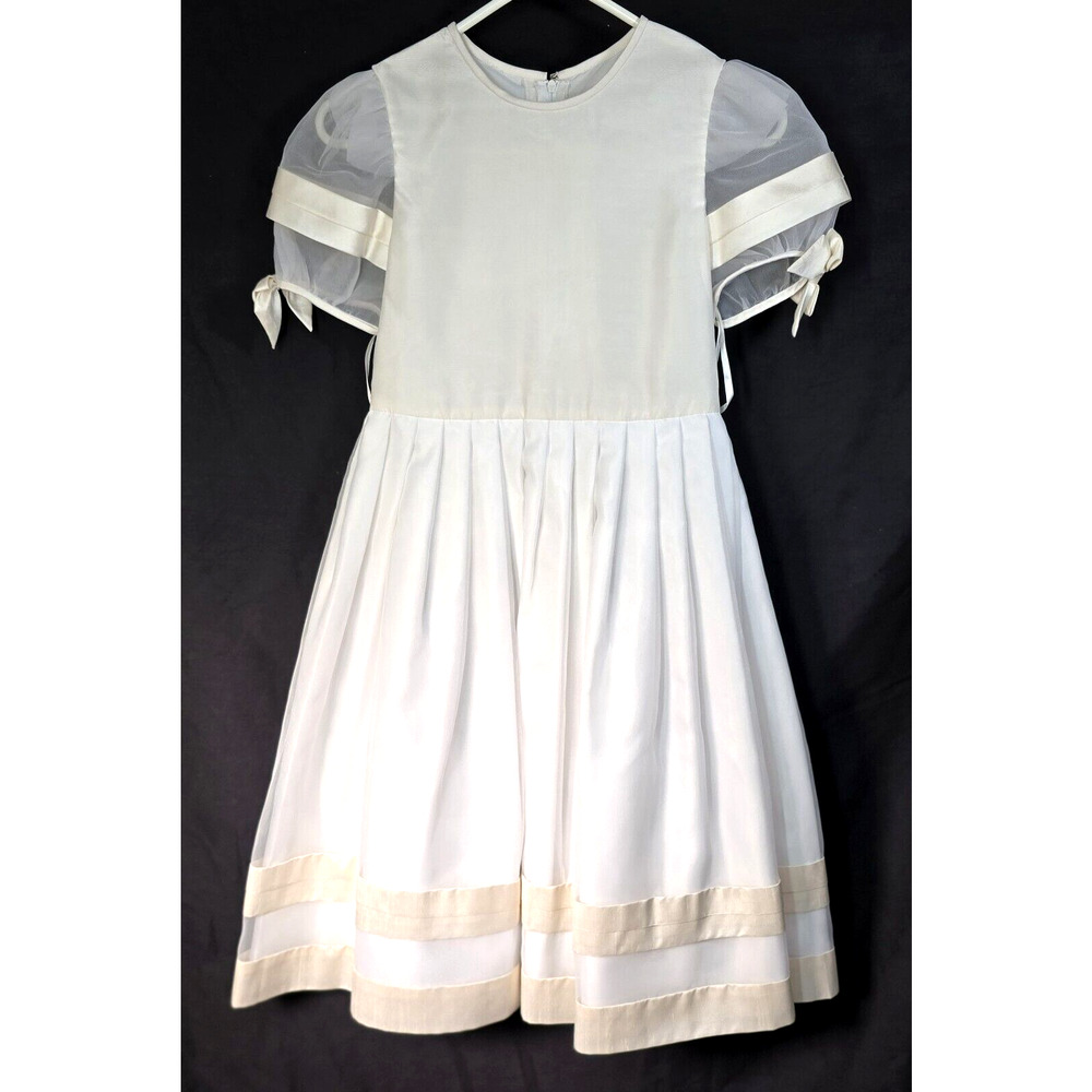 Venus Girl's Sz 10 White & Champagne Communion Wedding Easter Flower Girl Dress
